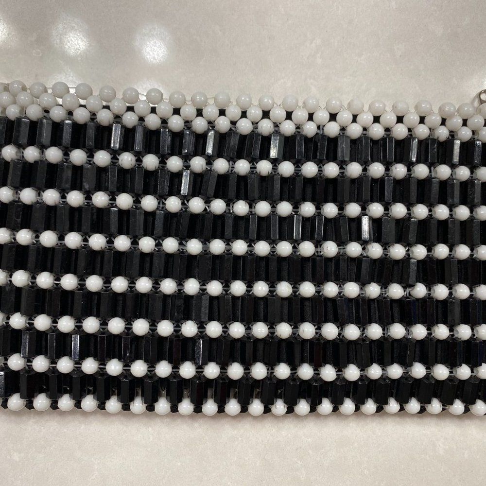 Vintage BAGTONE Black & White Beaded Clutch Bag 🖤 Mod 60s/70s Y2K Vibes - Picture 4 of 15
